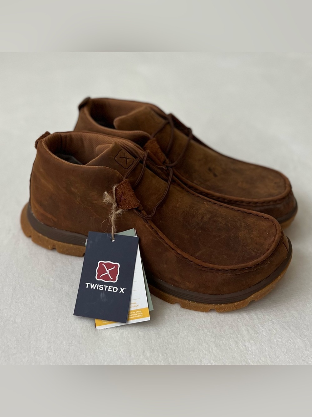 NEW Twisted X Men's Chukka Oblique Toe Oiled Saddle Leather Shoes